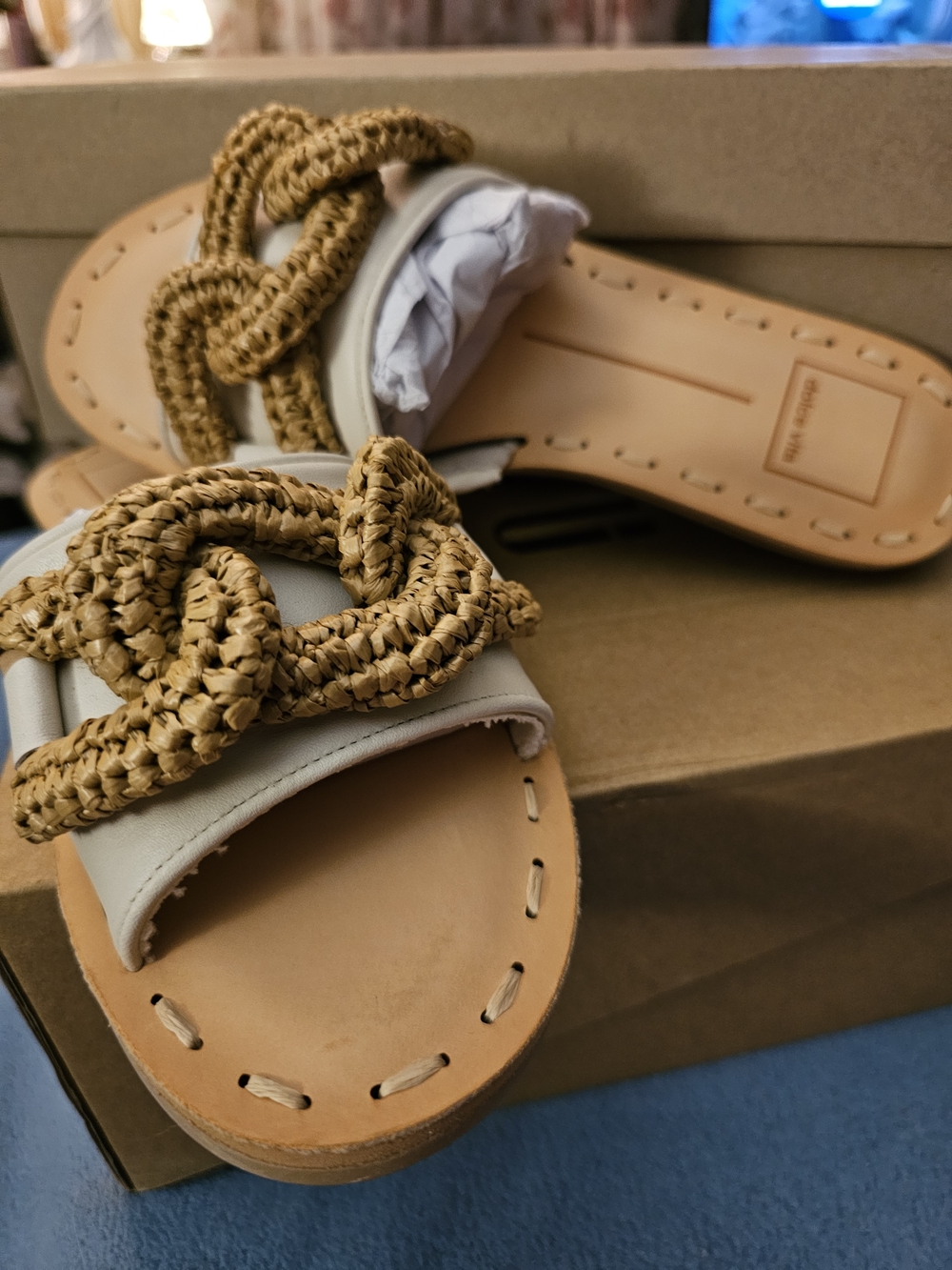 Dolce Vita Tan and Natural Braided Slide Sandals - Picture 2 of 7